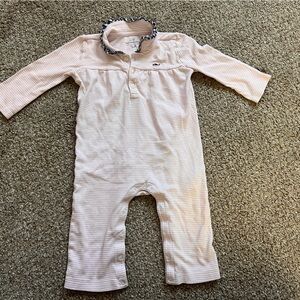 Vineyard Vines girls pink striped whale romper outfit 12-18 months